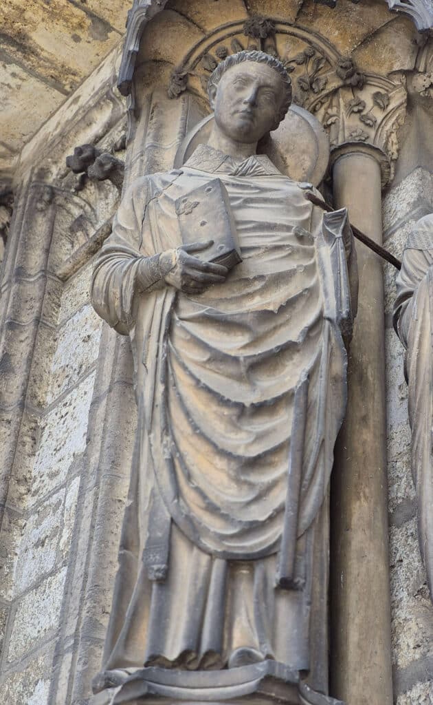 a 13th century statue near the south portal